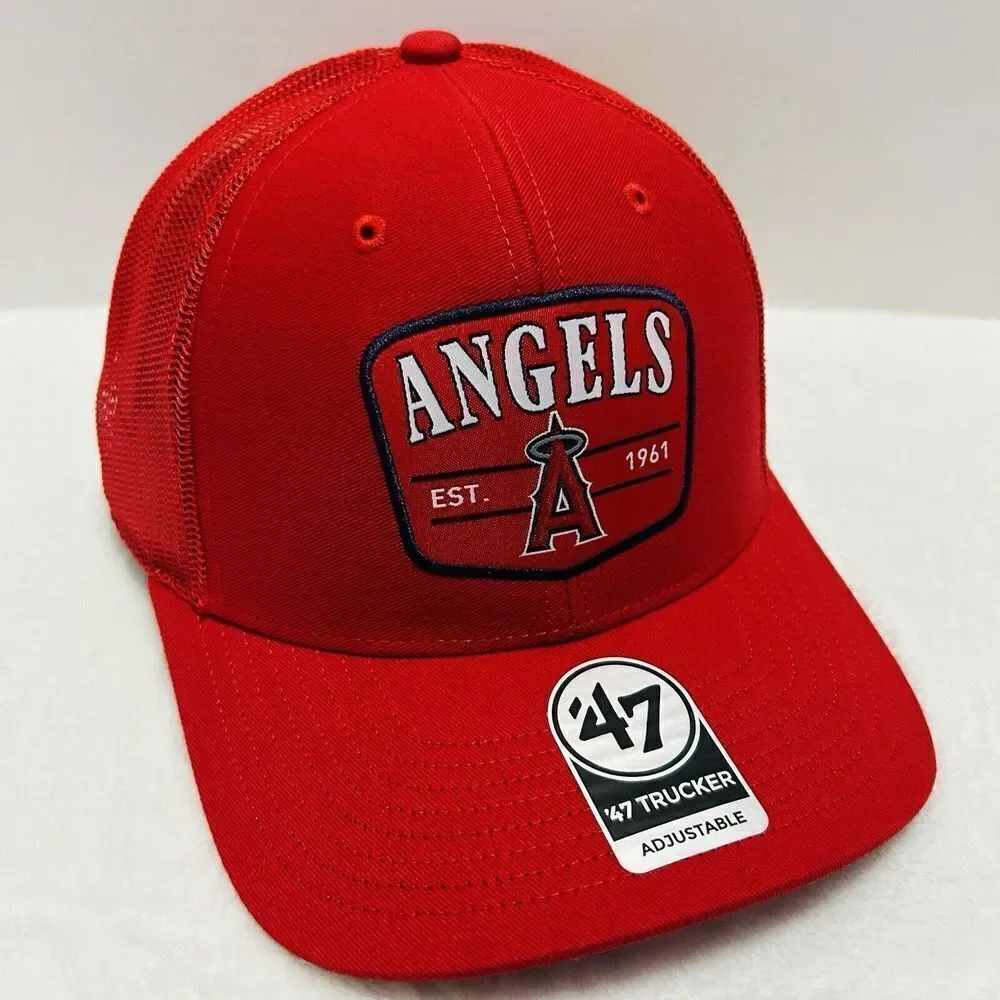 '47 Brand Los Angeles Angels Squad Trucker Adjustable‎ Hat Snapback Cap Red